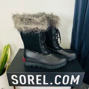 SOREL Joan of Arctic Next Faux Fur Waterproof Snow Boot, Black, Size 10,‎ NWT